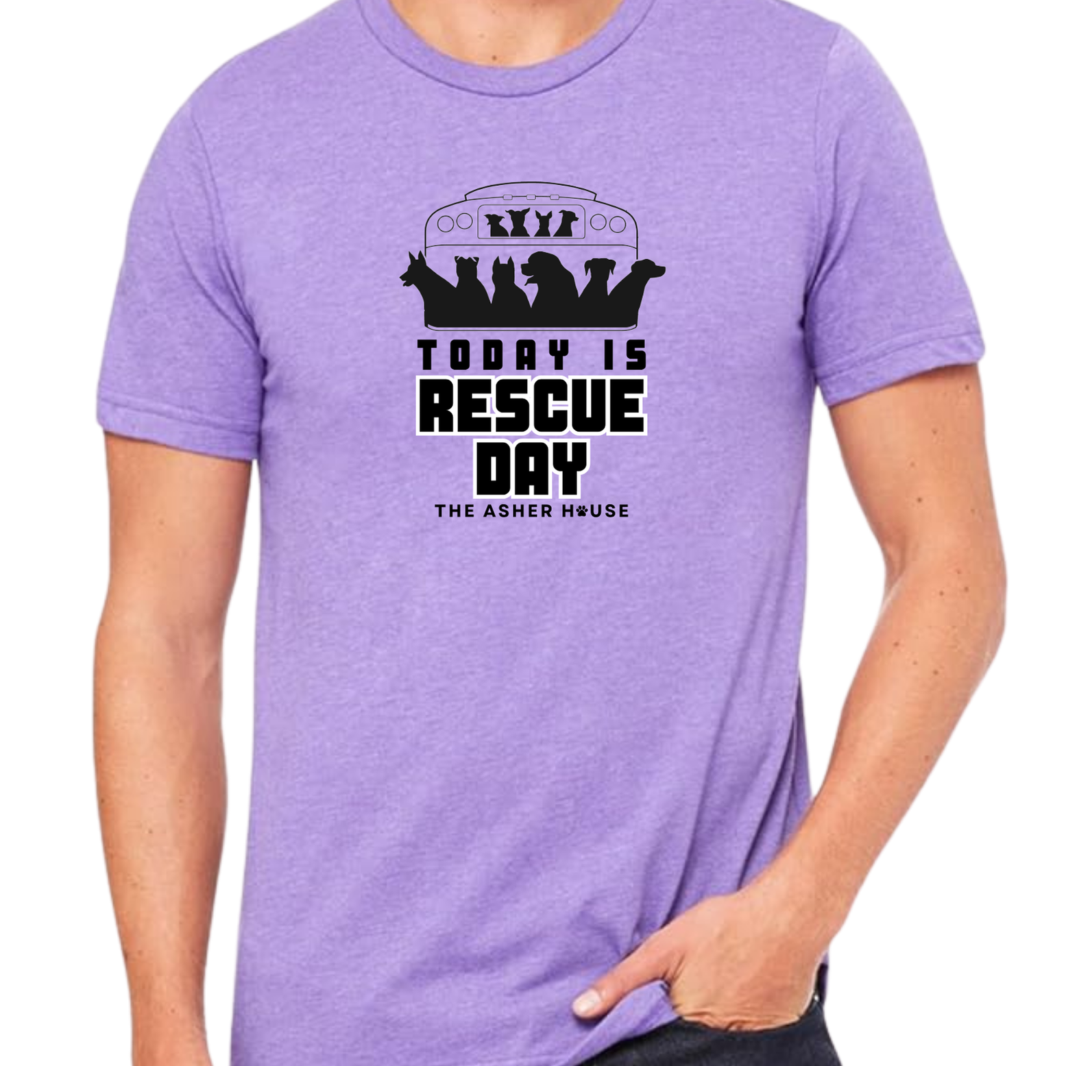 New! TAH Global: Today Is Rescue Day Bus Graphic T-Shirt- Up to 4XL