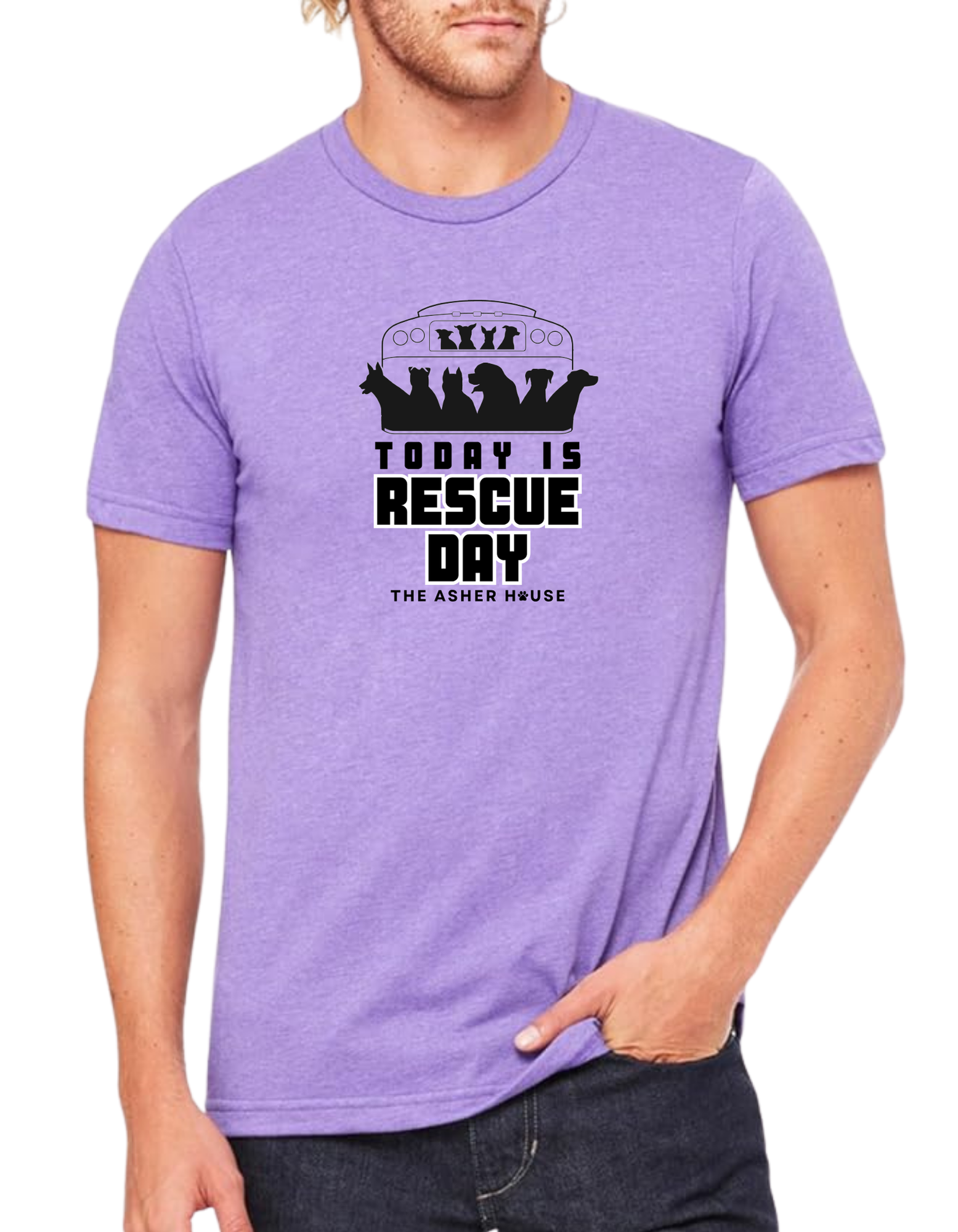 New! TAH Global: Today Is Rescue Day Bus Graphic T-Shirt- Up to 4XL