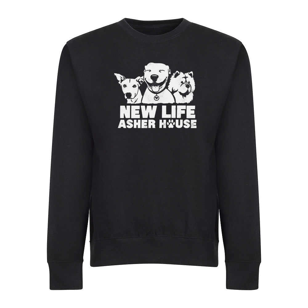 New Life Asher House Vintage White Logo Crewneck