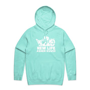 New Life Asher House Vintage White Logo Hoodie- Up to 5XL