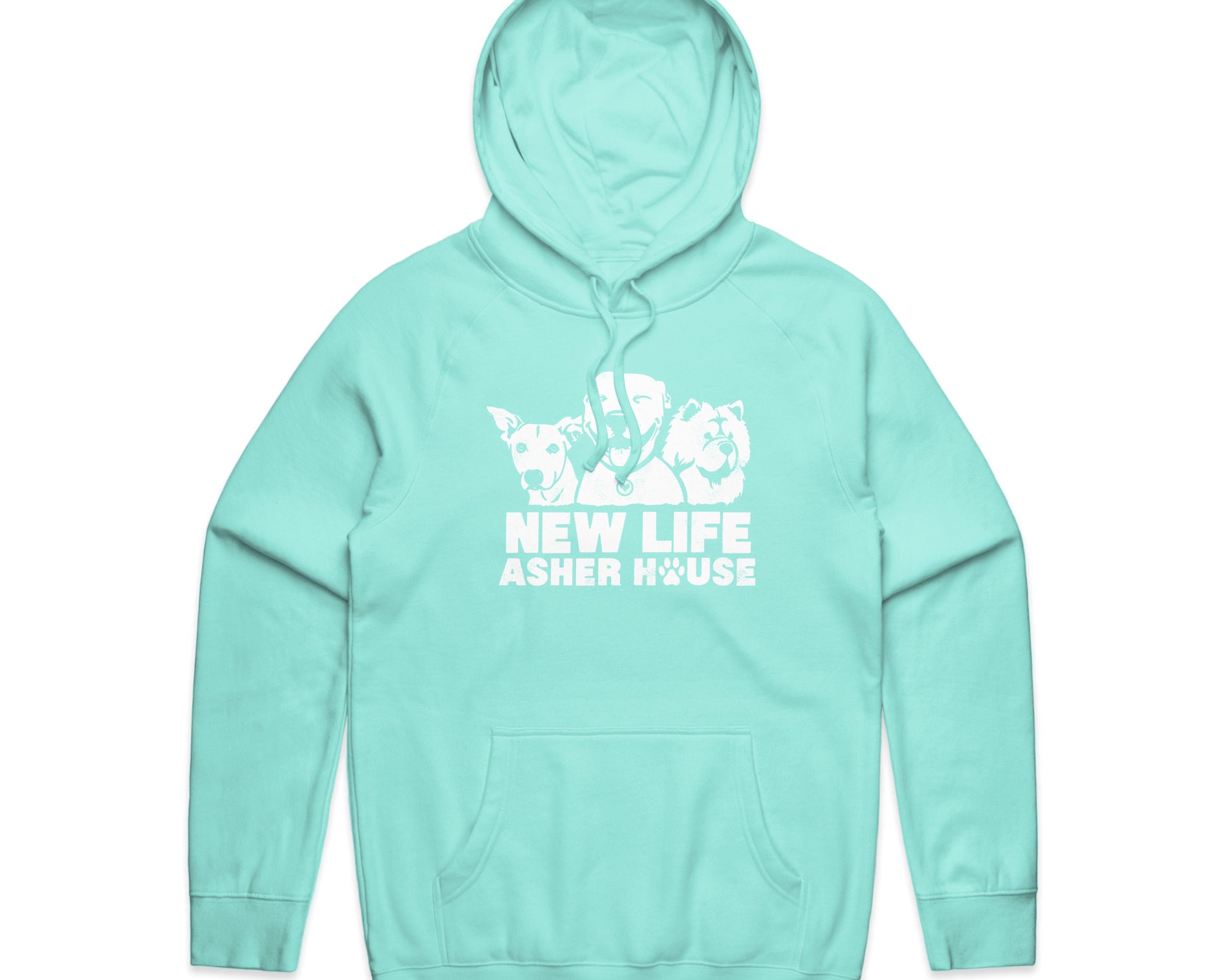 NEW! New Life Asher House Vintage White Logo Hoodie- Up to 5XL