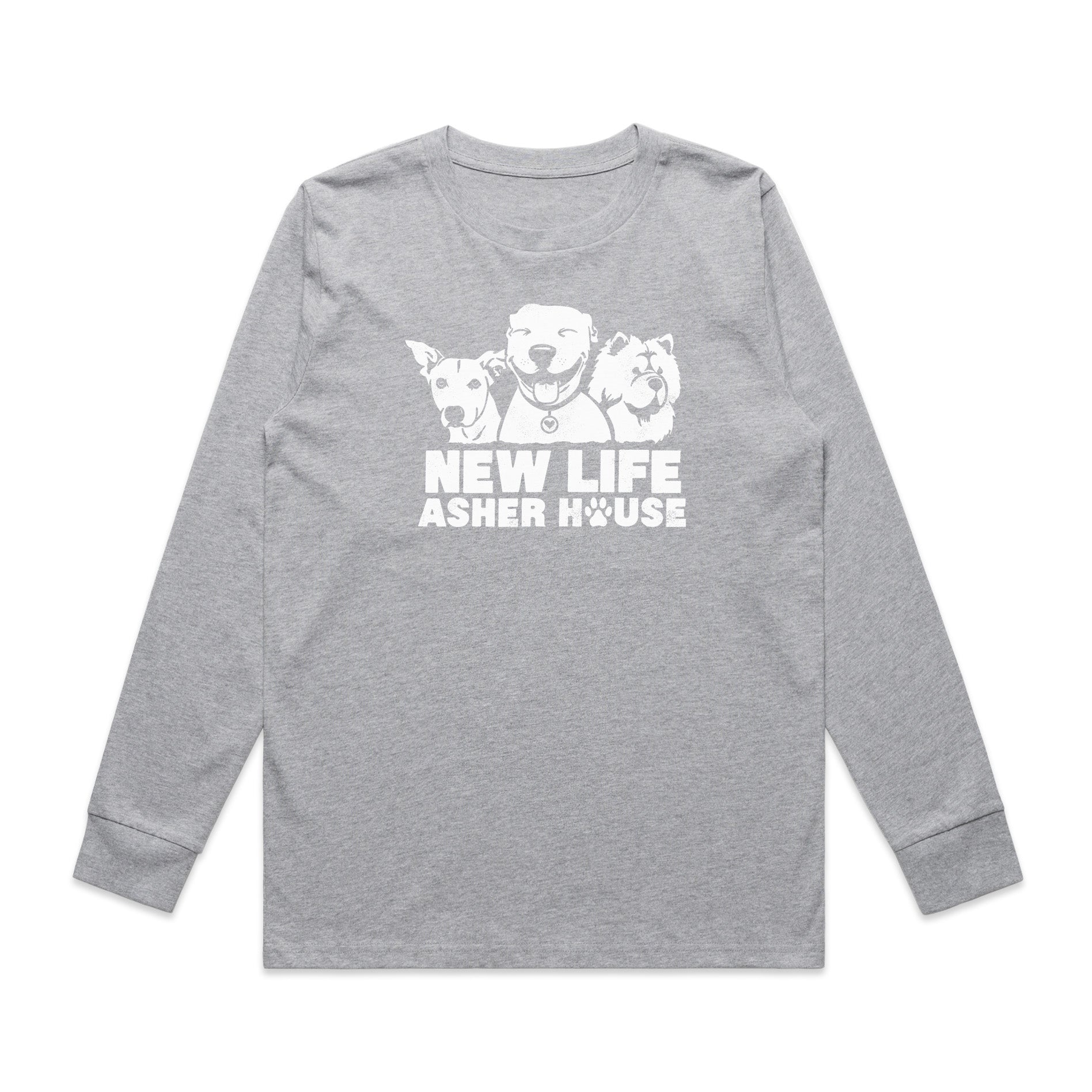 New Life Asher House Vintage White Logo Long Sleeve Tee