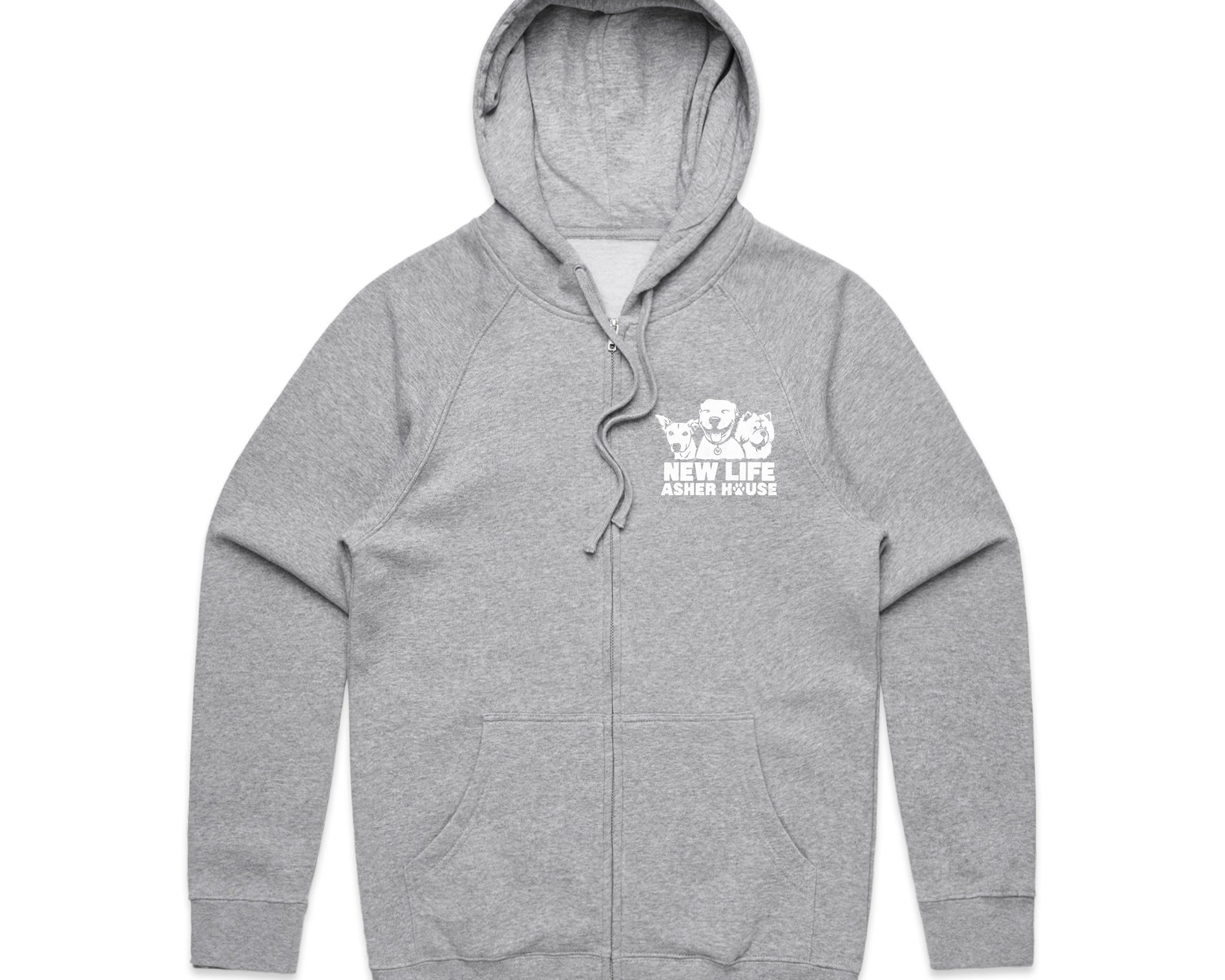 New Life Asher House Vintage White Logo Zip Hoodie