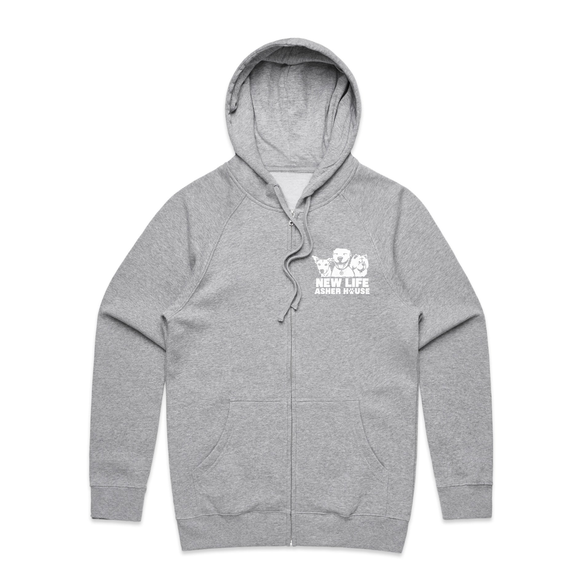 New Life Asher House Vintage White Logo Zip Hoodie