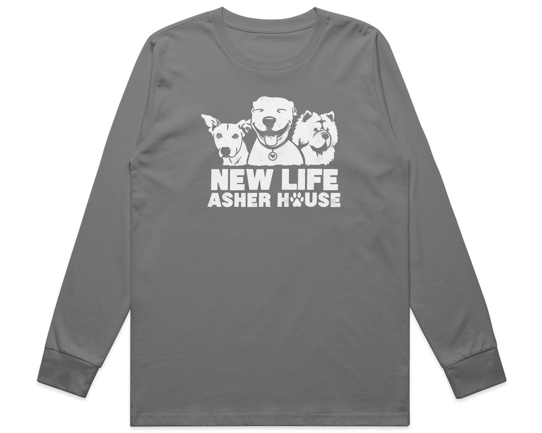 New Life Asher House Vintage White Logo Long Sleeve Tee