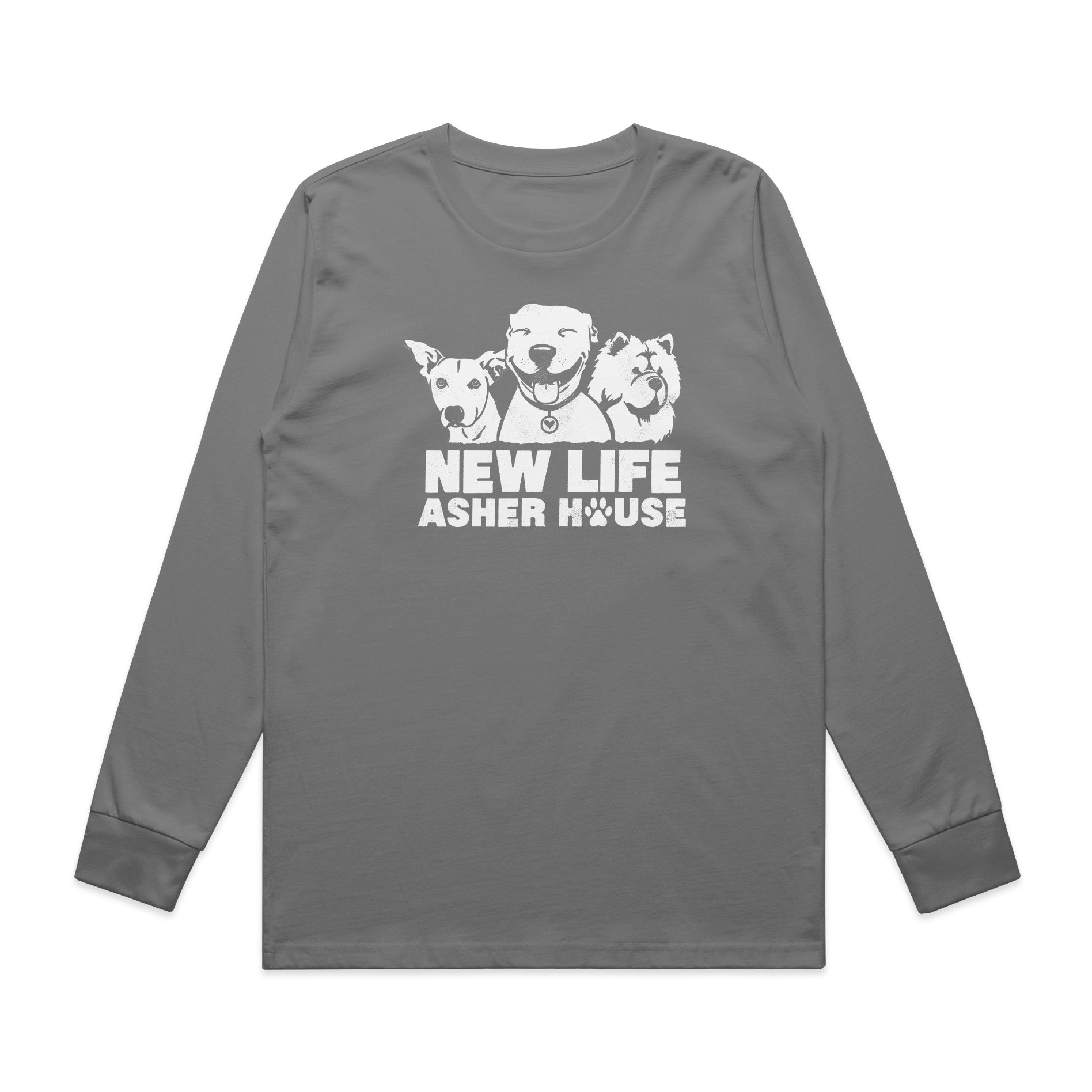 New Life Asher House Vintage White Logo Long Sleeve Tee