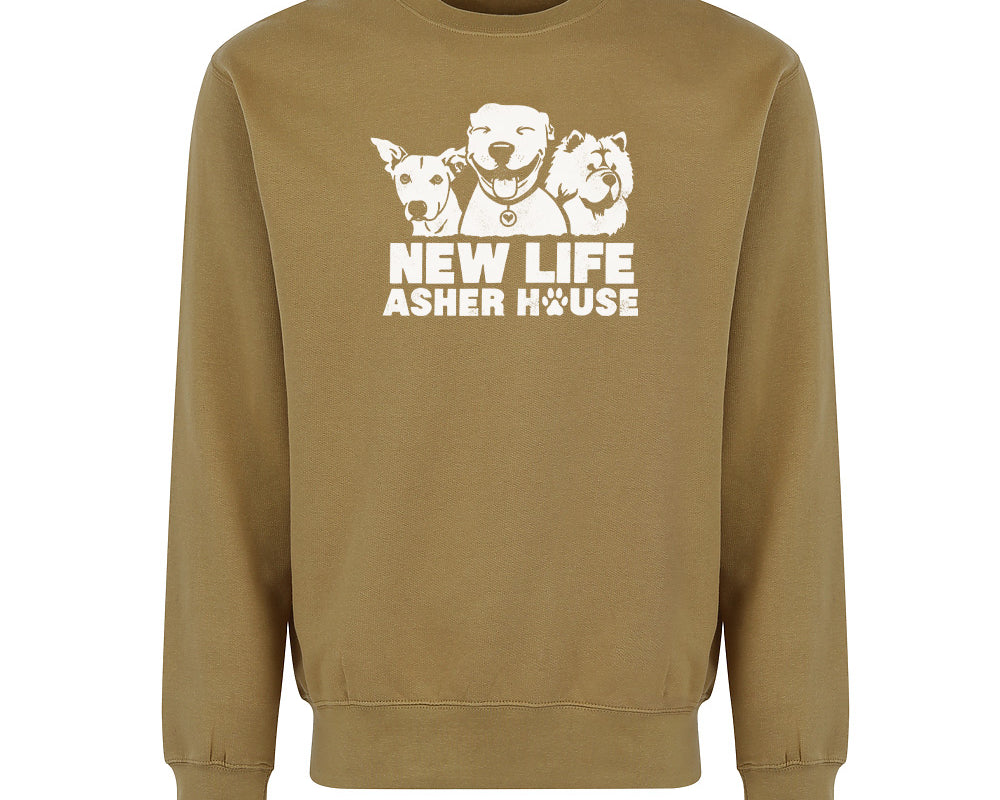 New Life Asher House Vintage White Logo Crewneck