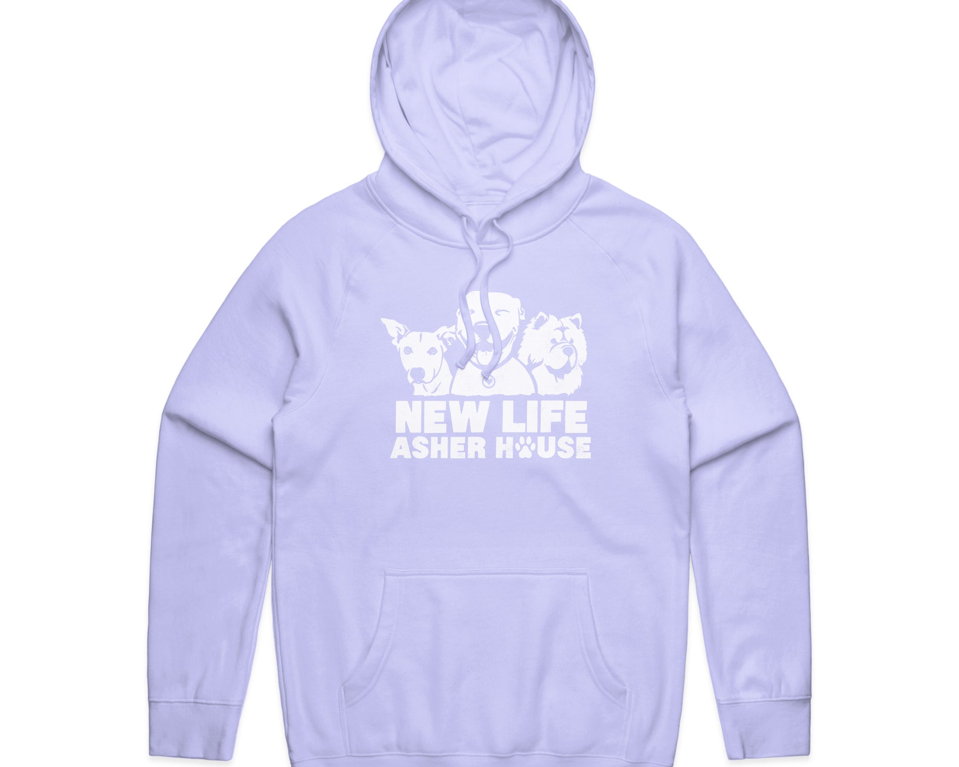 New Life Asher House Vintage White Logo Hoodie- Up to 5XL