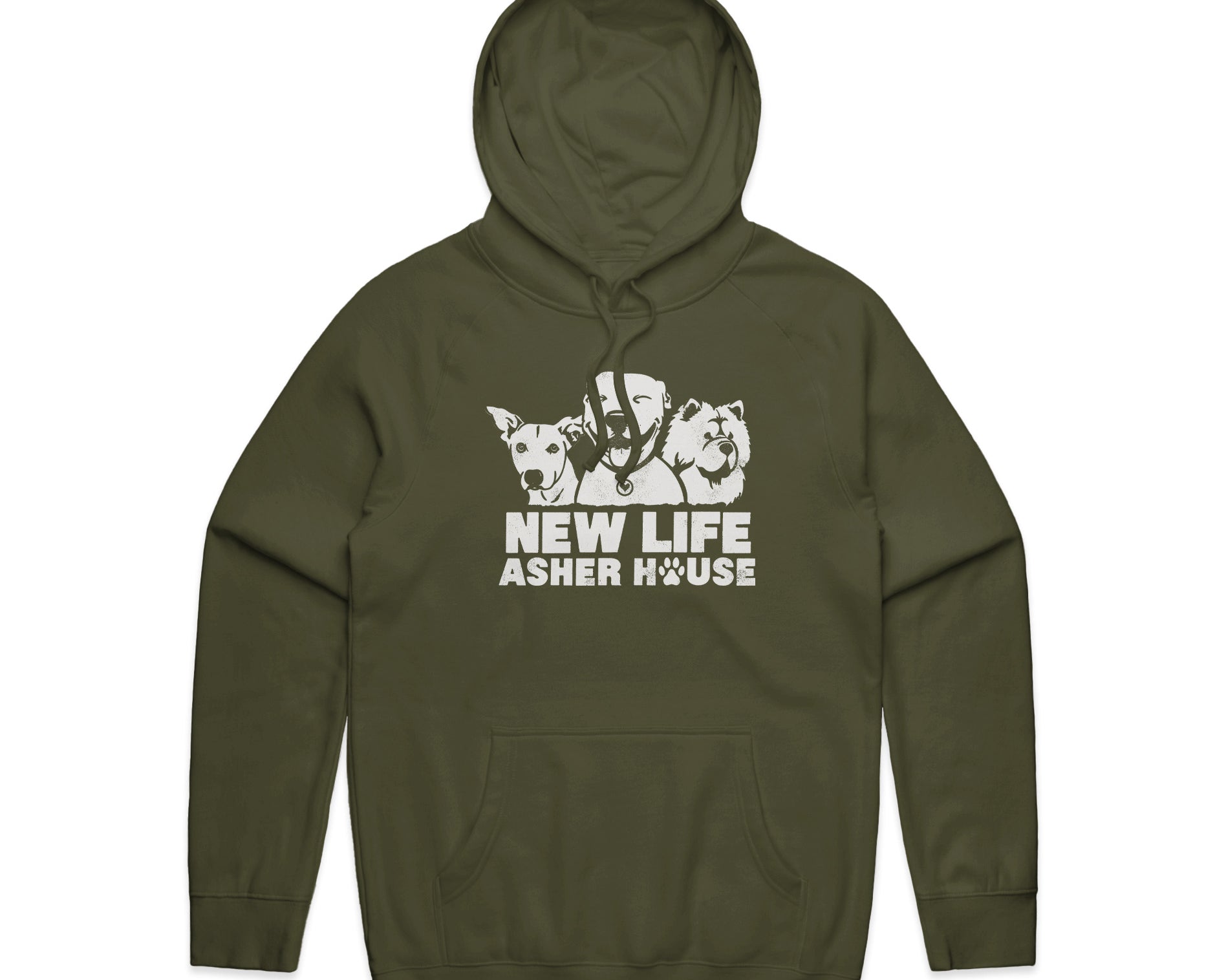 NEW! New Life Asher House Vintage White Logo Hoodie- Up to 5XL