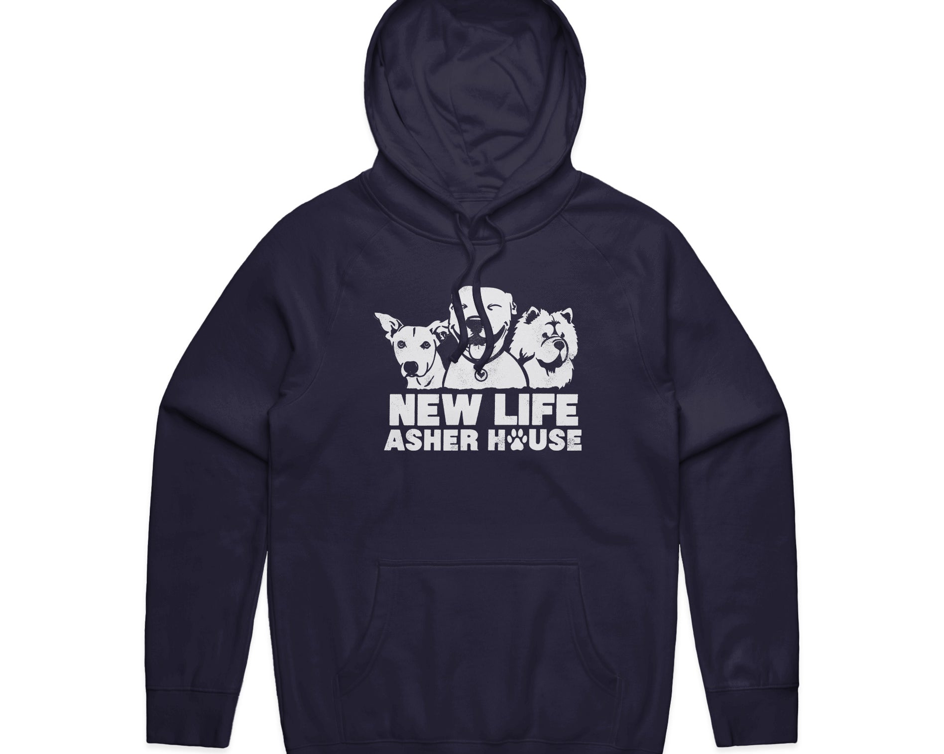 NEW! New Life Asher House Vintage White Logo Hoodie- Up to 5XL