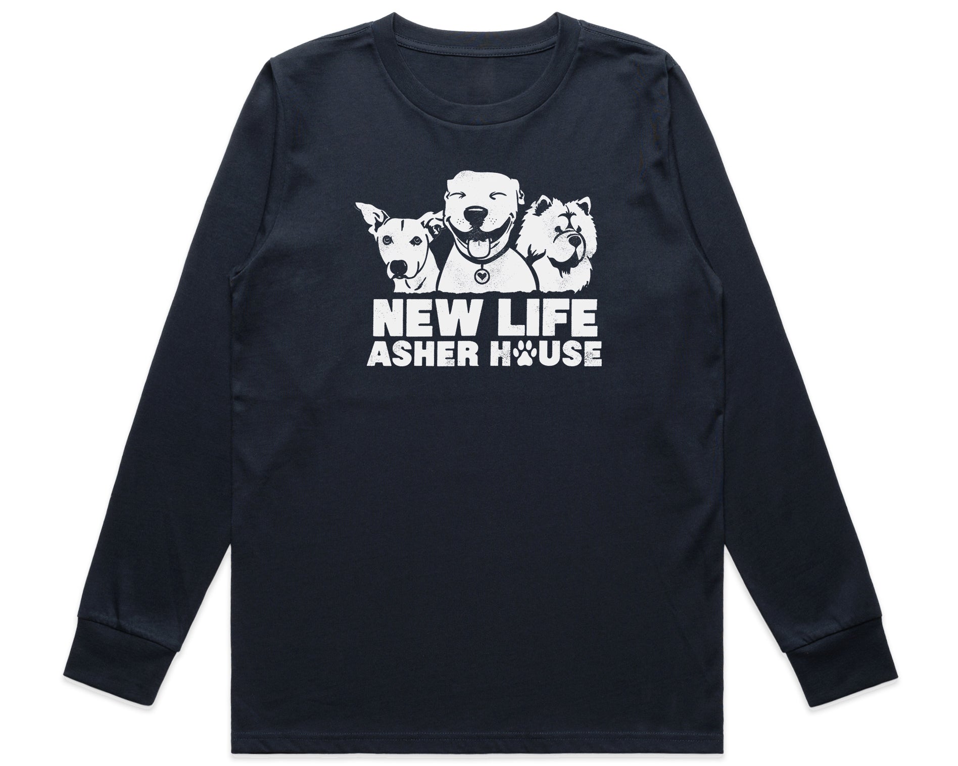 New Life Asher House Vintage White Logo Long Sleeve Tee