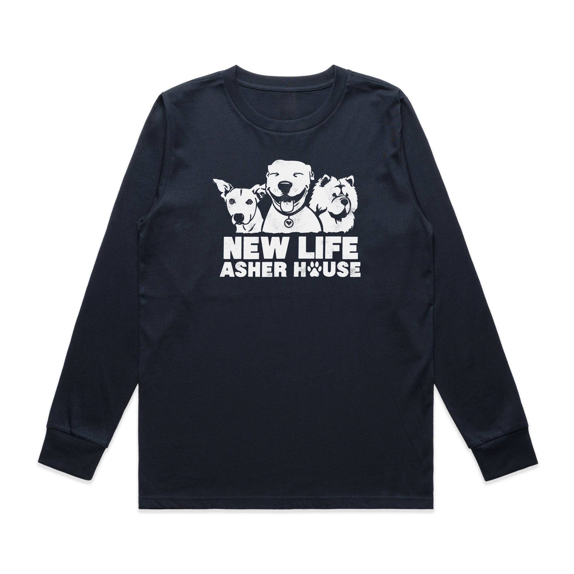 New Life Asher House Vintage White Logo Long Sleeve Tee