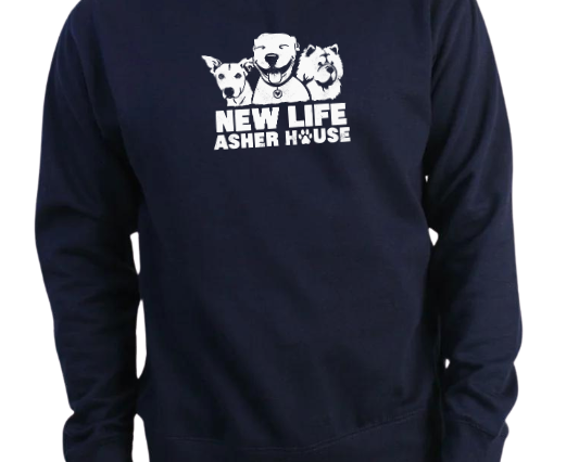 New Life Asher House Vintage White Logo Crewneck