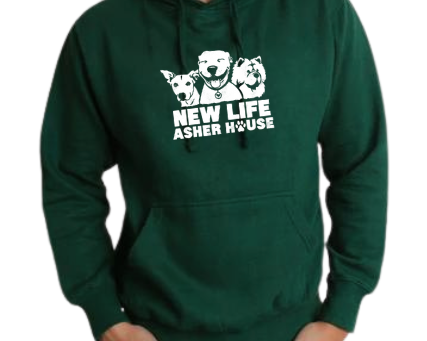 New Life Asher House Vintage White Logo Hoodie- Up to 5XL