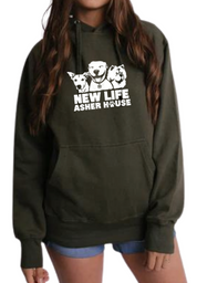 New Life Asher House Vintage White Logo Hoodie- Up to 5XL